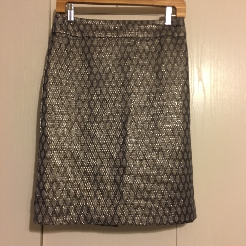 Flashy, Metallic, Wool, Silk J. Crew Pencil Skirt